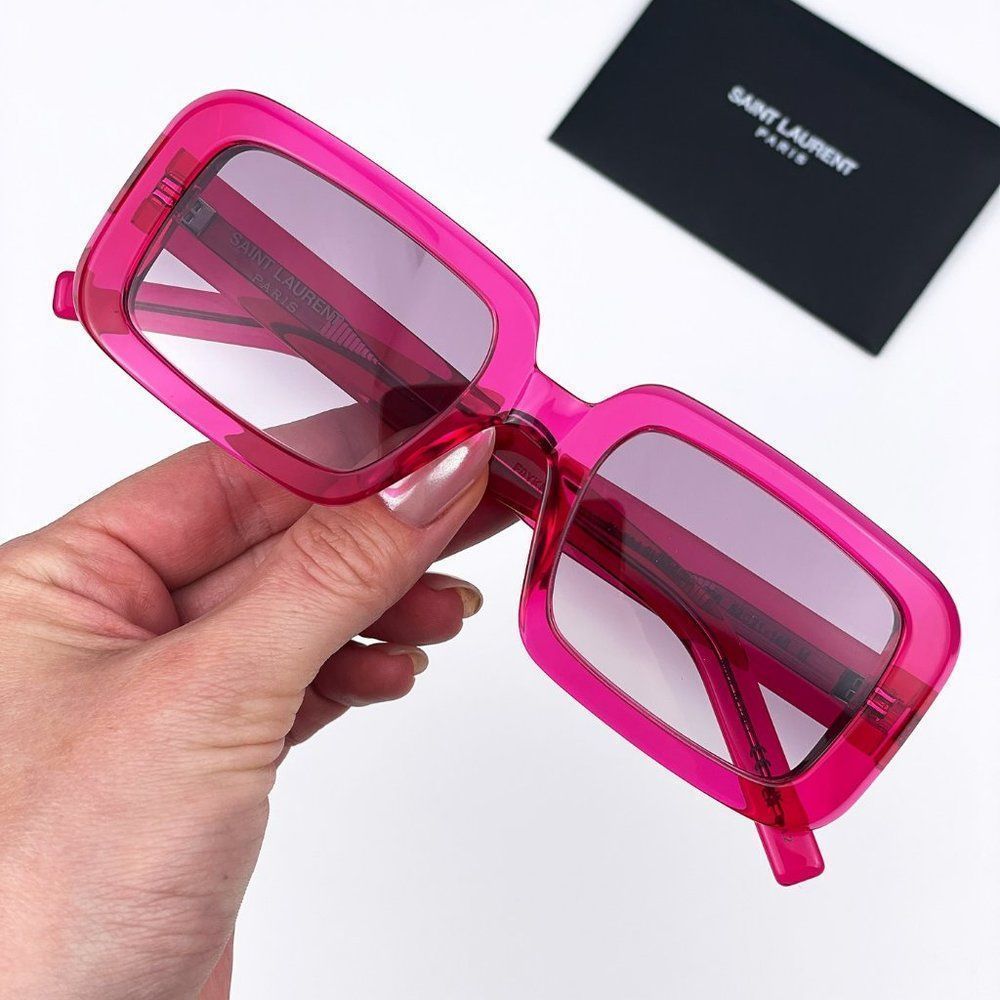 Saint LaurentāSL534 SUNRISE 006 Sunglasses Transparent Pink Gradient Unisex - Picture 5 of 15